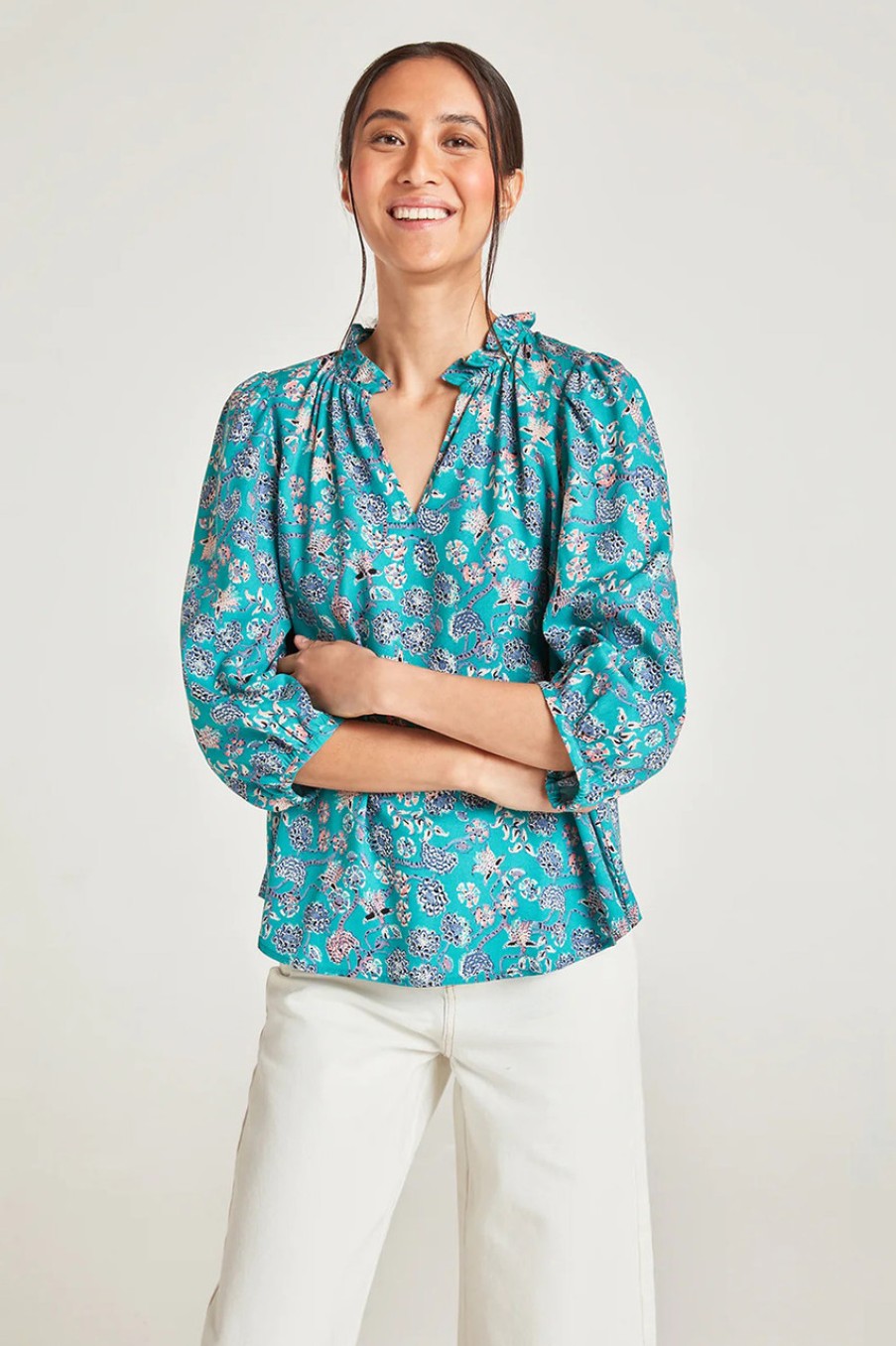 Tops Thought | Chandri Tencel Blouse Midorigree