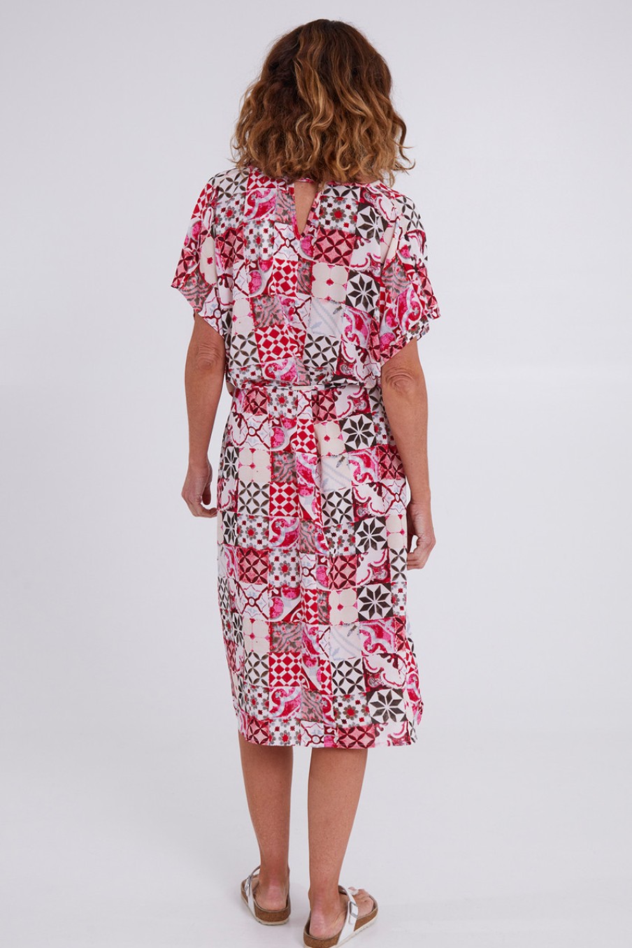 Dresses Cordelia St | Mozaic Splash Kaftan Midi Raspberry