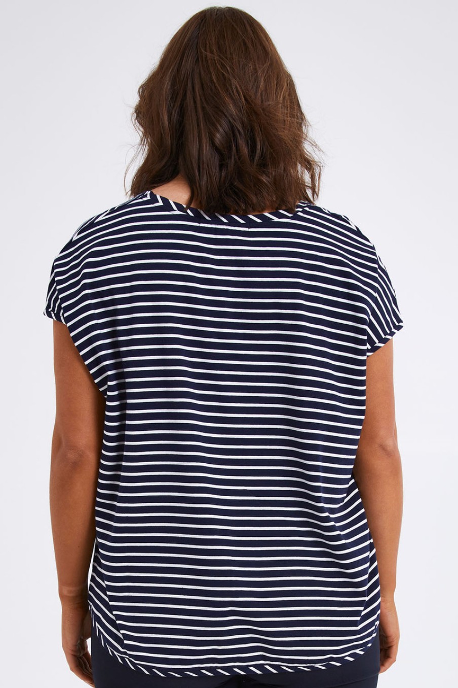 Tops bird keepers | The Striped Drape Tee Navywhite