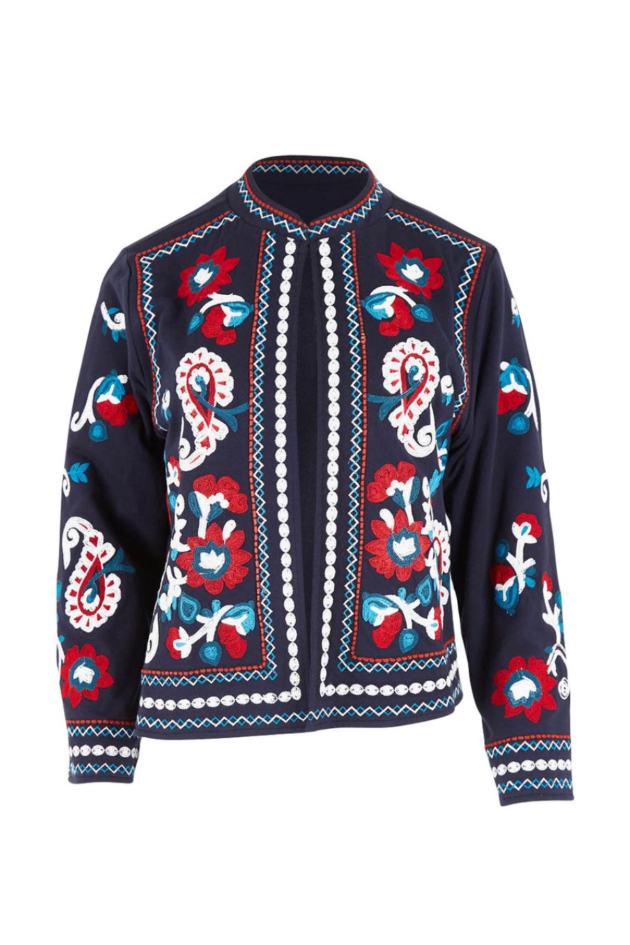 Coats & Jackets boho bird | Folklore Embroidered Cropped Jacket Navypais