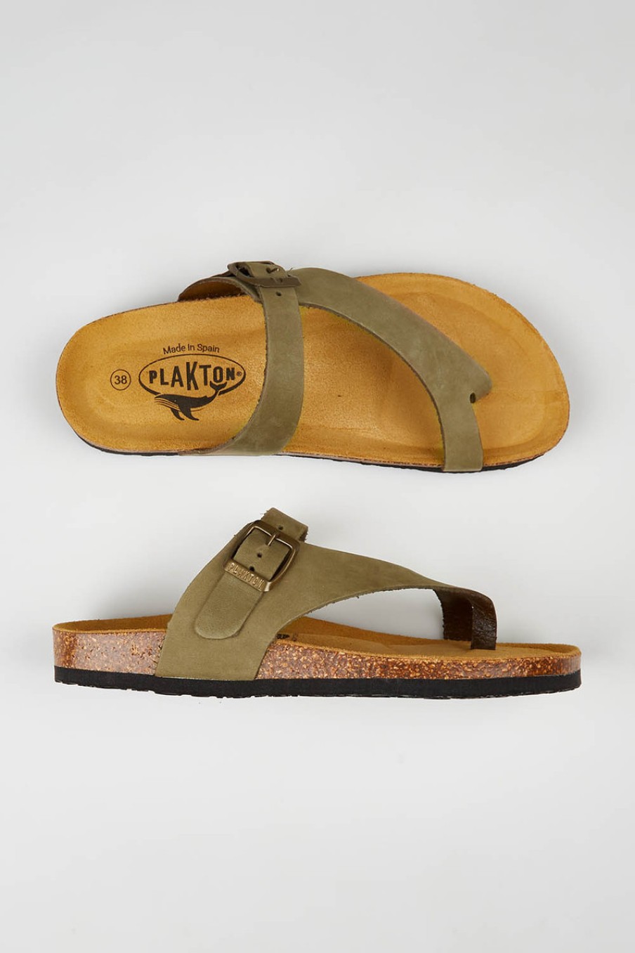 Shoes Plakton | Precioso Leather Sandals Nubuckkaki