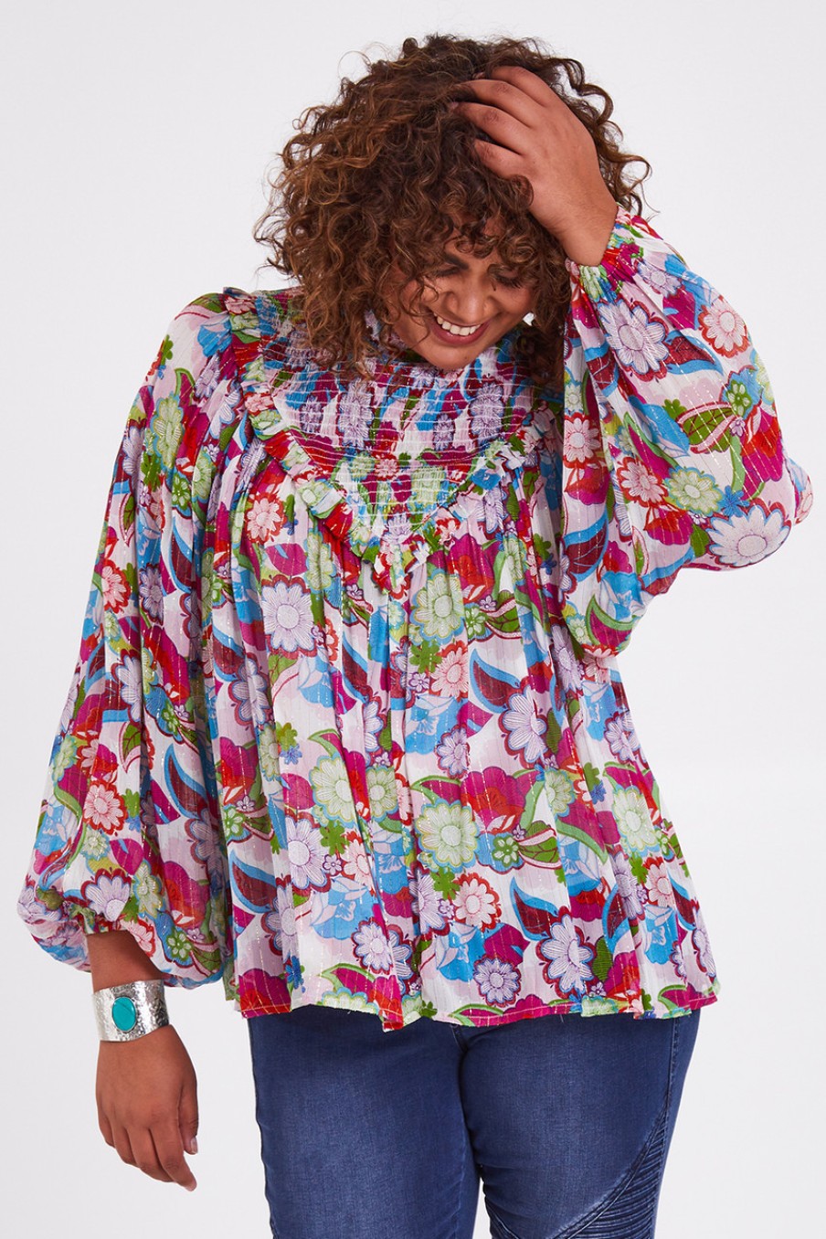 Tops boho bird | Flower Fun Shirred Blouse Fleur