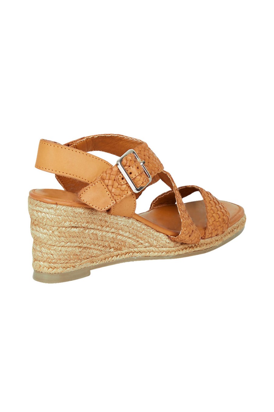 Shoes Human Premium | Grover Woven Leather Espadrille Wedge Tan