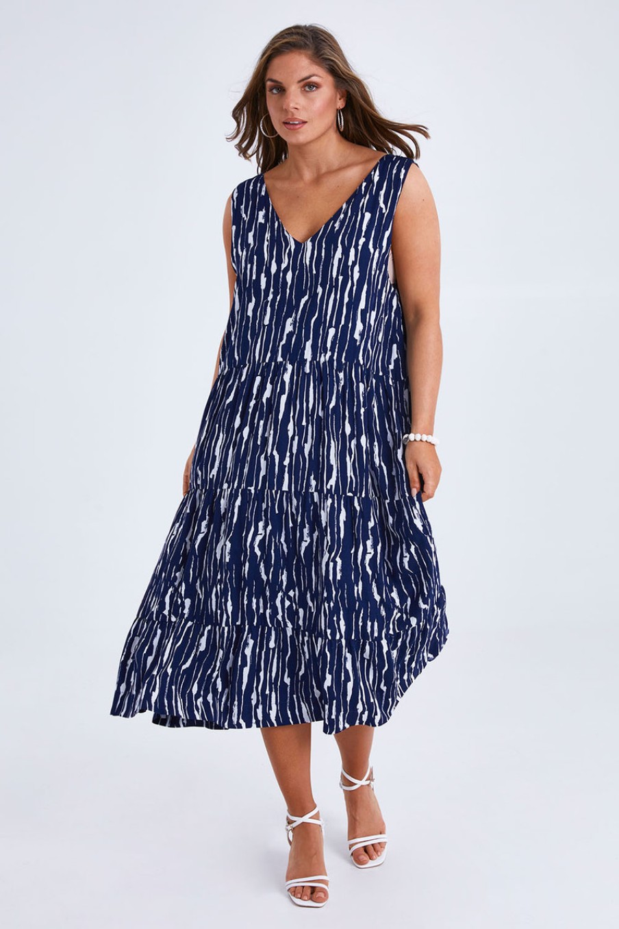 Dresses Belle bird | Belle V Neck Reversible Dress Navywhite