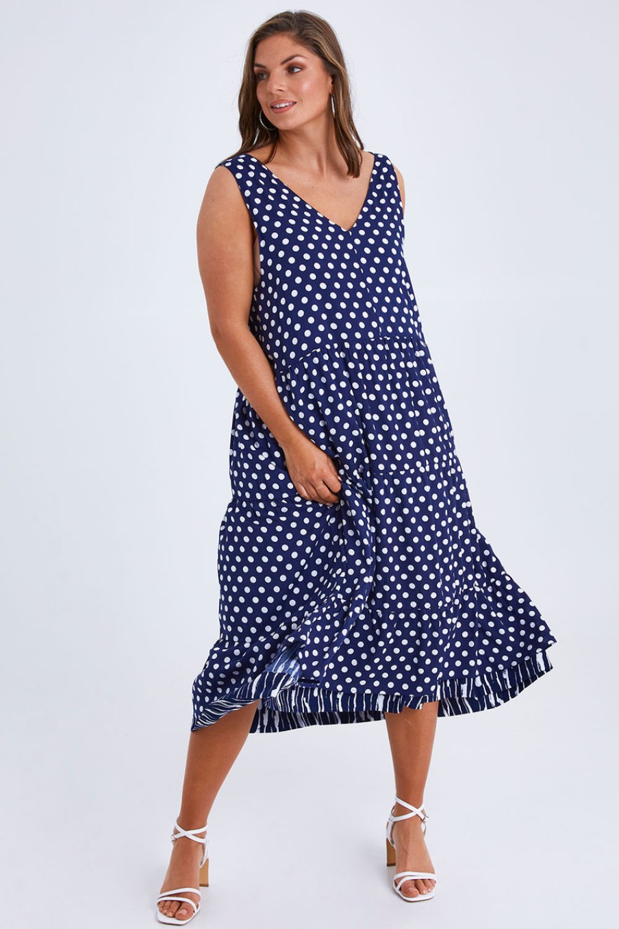 Dresses Belle bird | Belle V Neck Reversible Dress Navywhite