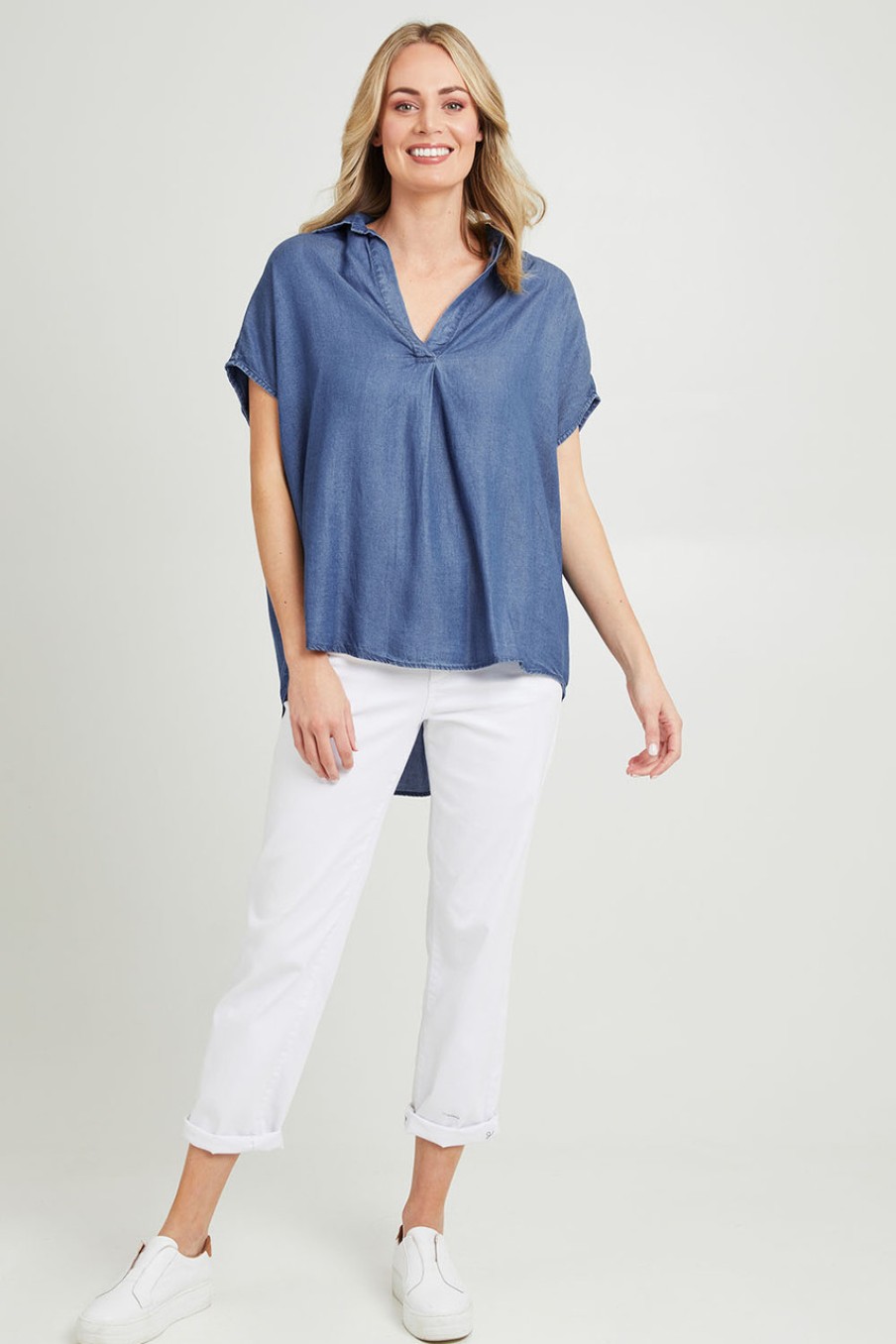 Tops Betty Basics | Port Campbell Lyocell Shirt Indigo