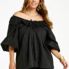 Tops boho bird | Date Night Cotton Ruffle Top Black
