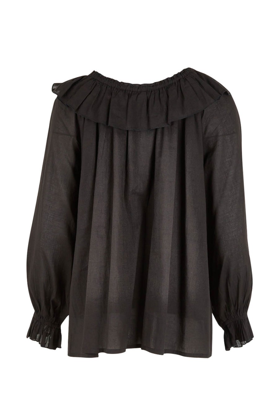 Tops boho bird | Date Night Cotton Ruffle Top Black