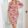 Dresses Belle bird | Belle Print Dress With Ruched Sleeves Rustfloral