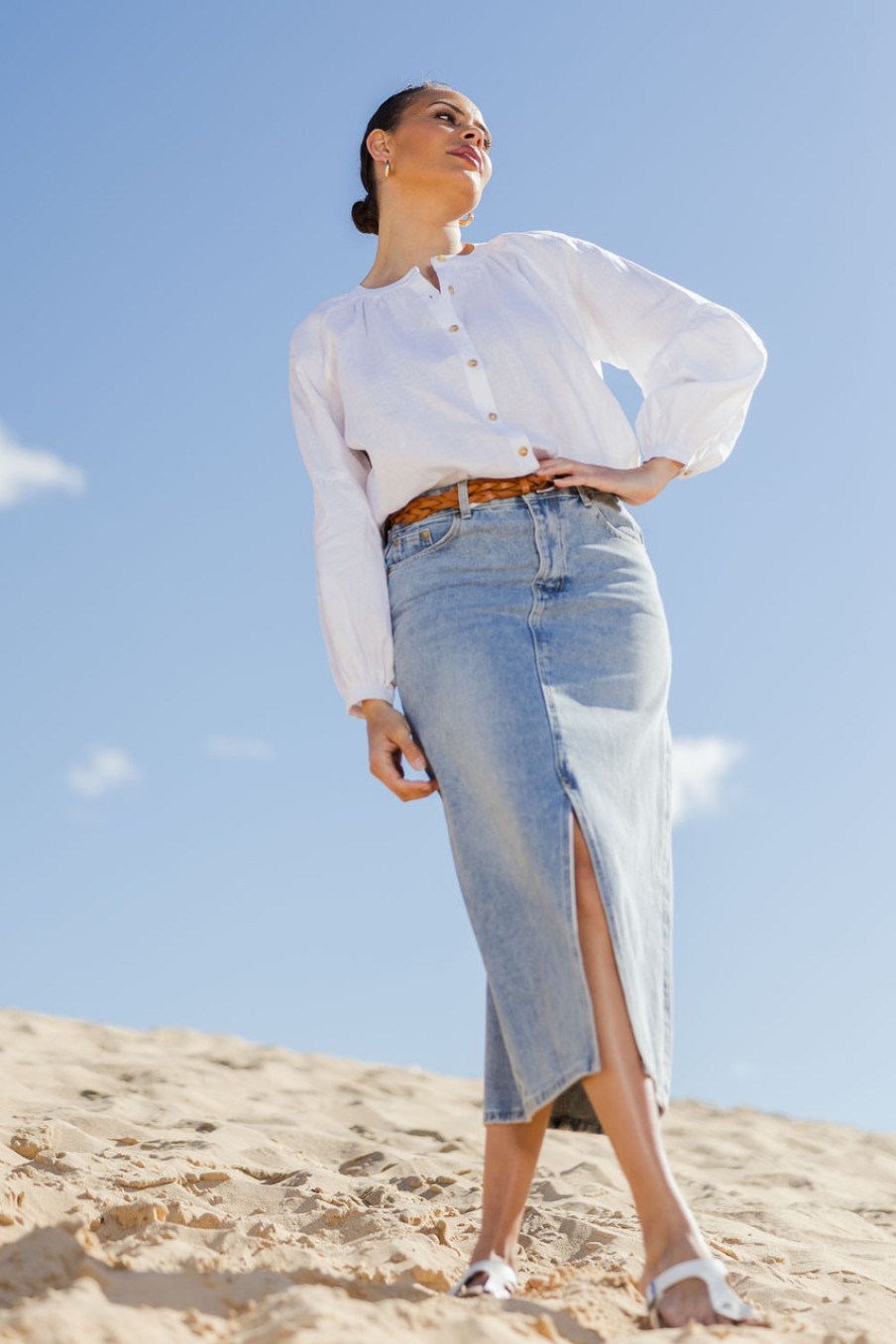 Tops Natural for birds | Relaxed Linen Blouse White