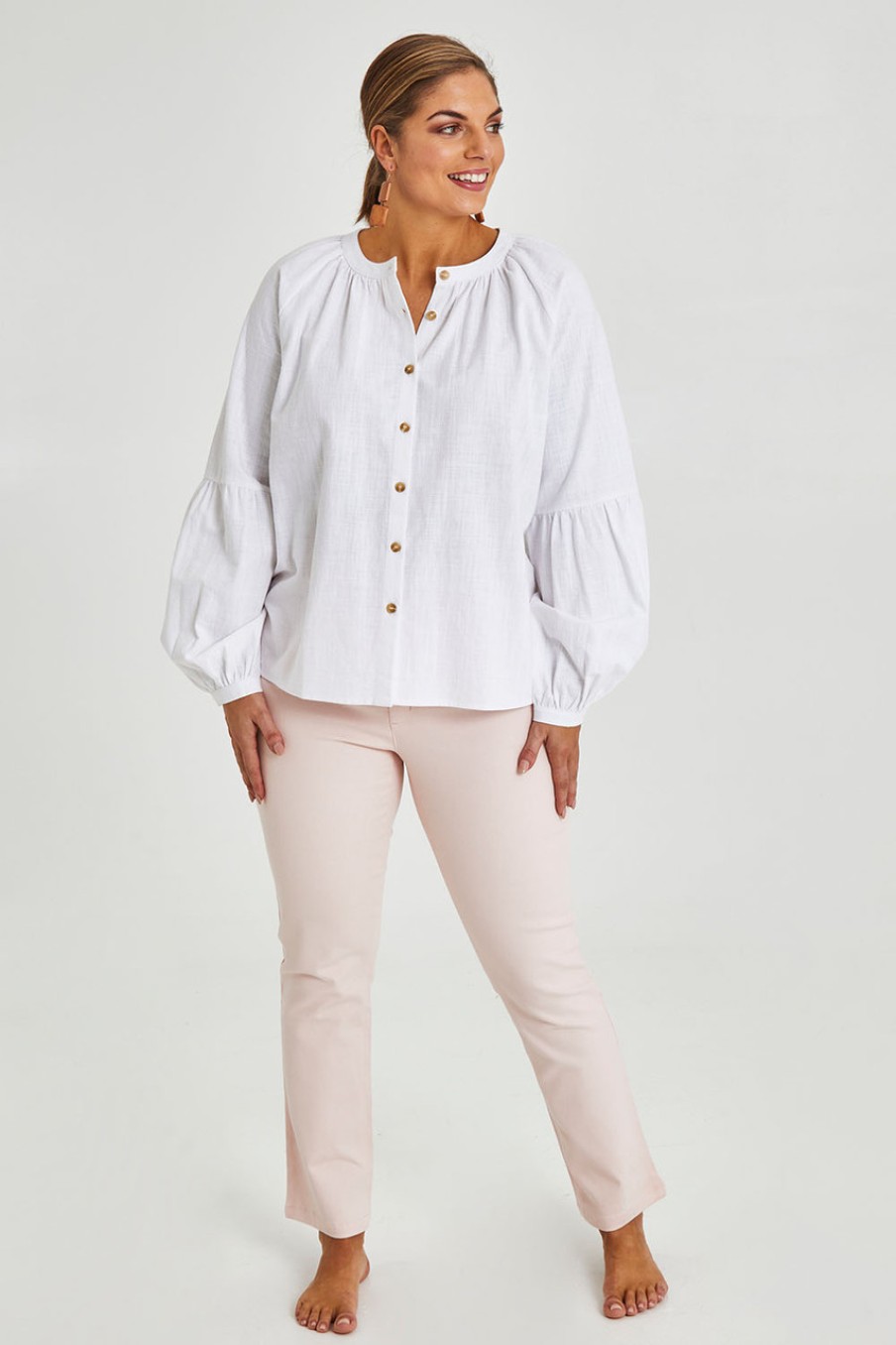 Tops Natural for birds | Relaxed Linen Blouse White