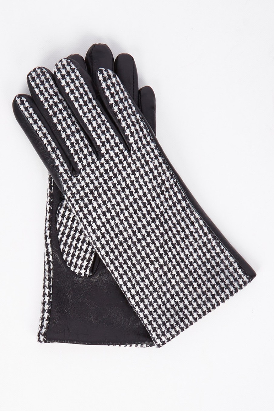 Accessories Holiday | Countess Leather Houndstooth Glove Black