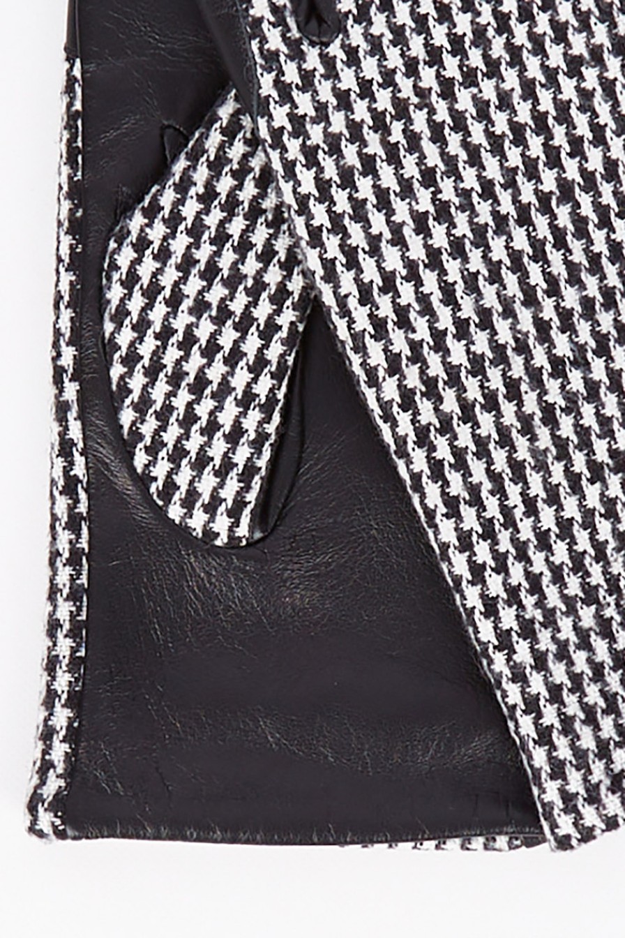 Accessories Holiday | Countess Leather Houndstooth Glove Black