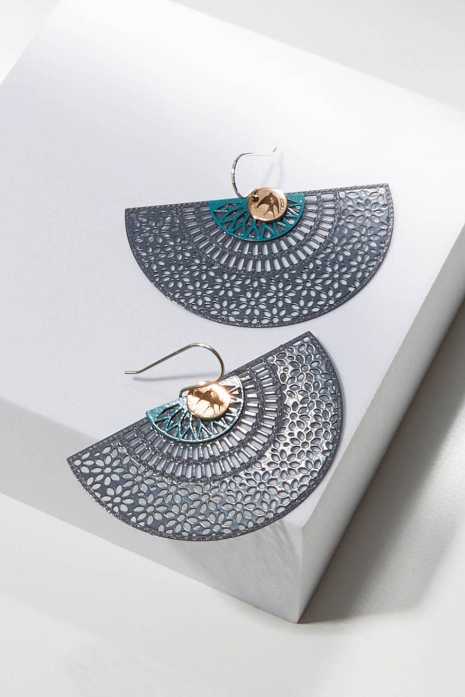 Accessories Nest Of Pambula | Bib Half Circle Drop Earring Denim