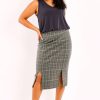 Skirts Belle bird | Belle Cotton Rich Pencil Skirt Check