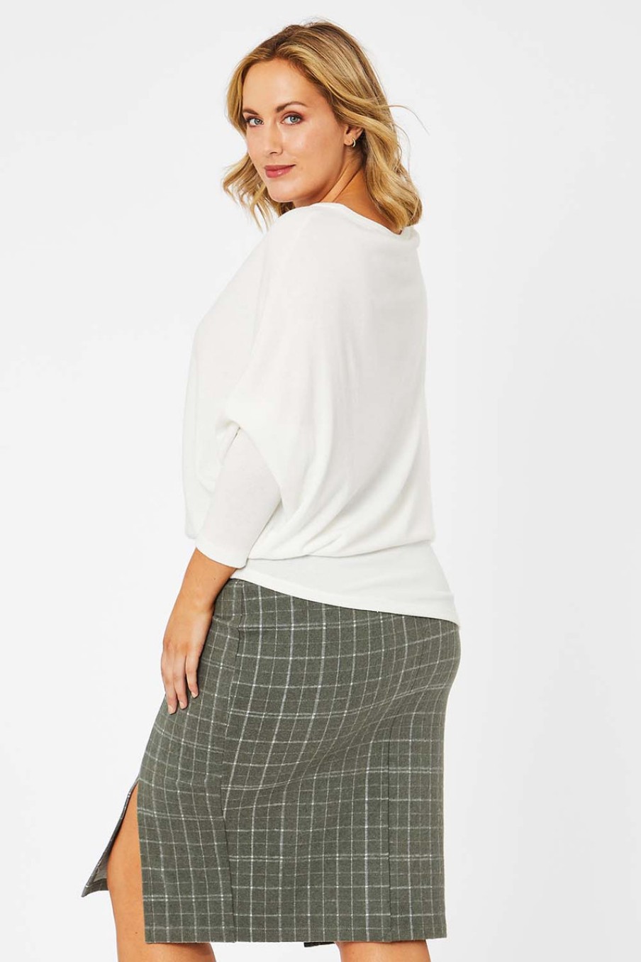 Skirts Belle bird | Belle Cotton Rich Pencil Skirt Check