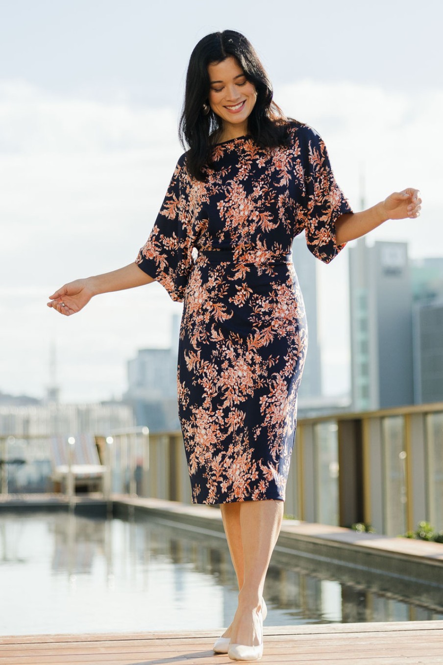 Dresses bird by design | The Printed Kimono Sleeve Pencil Dress Fleur