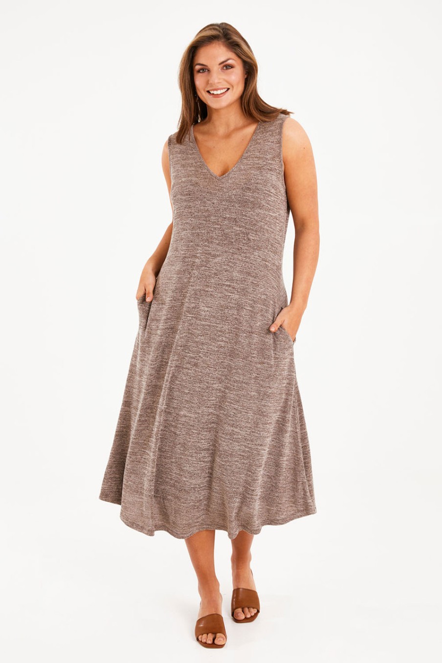 Dresses bird keepers | The Jersey Fit And Flare Dress Wheatblack