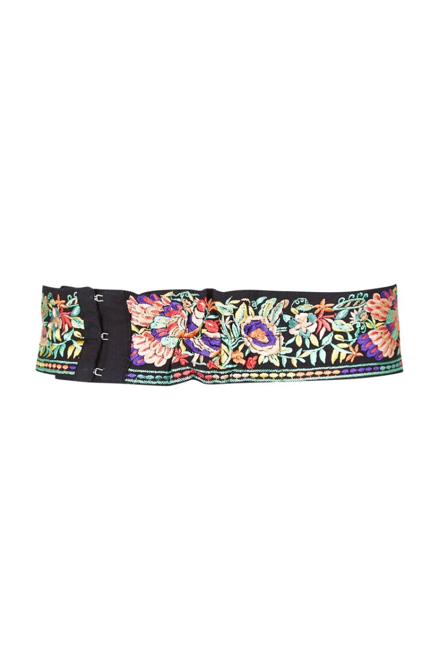 Accessories boho bird | Finishing Touch Wide Embroidered Belt Black