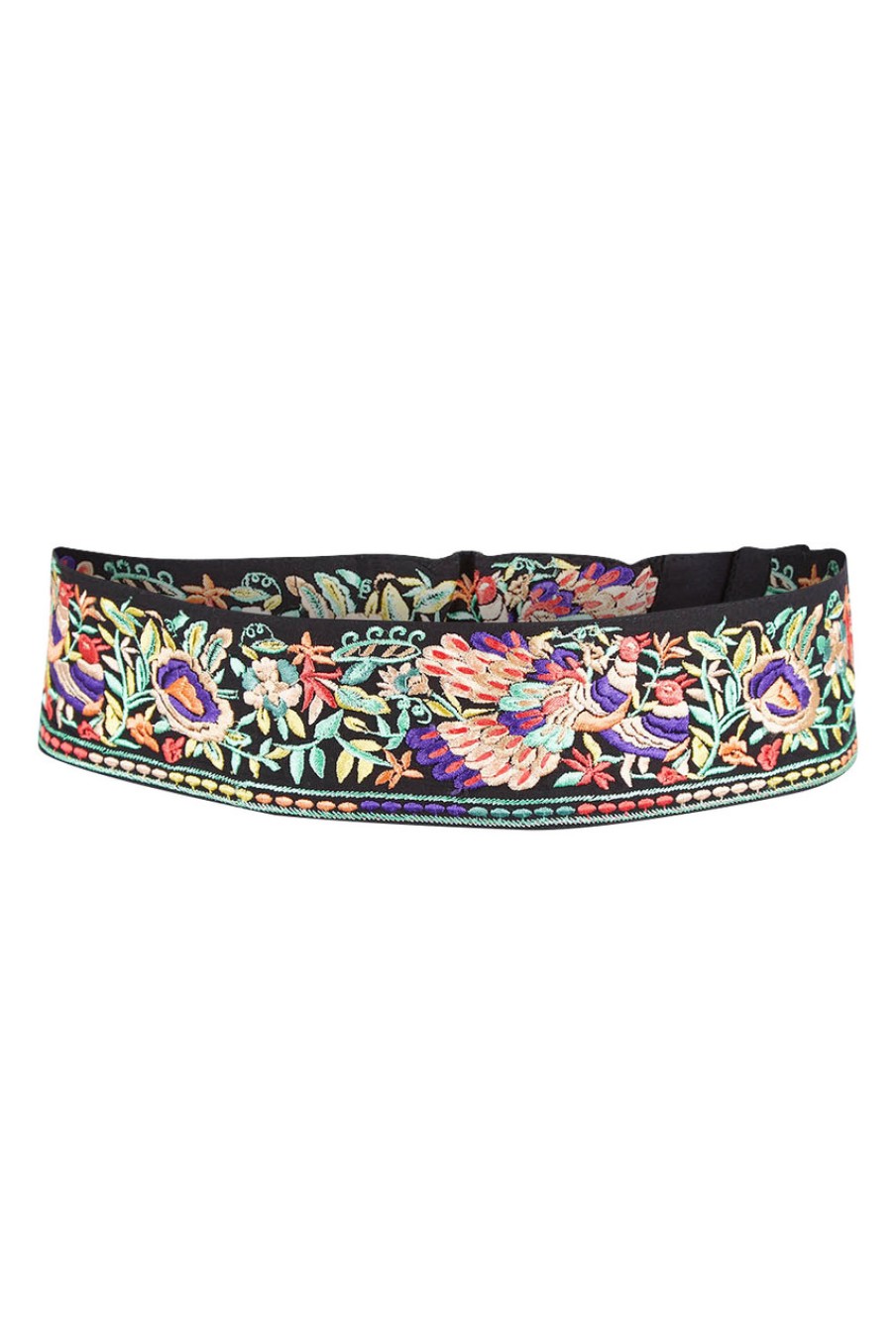 Accessories boho bird | Finishing Touch Wide Embroidered Belt Black