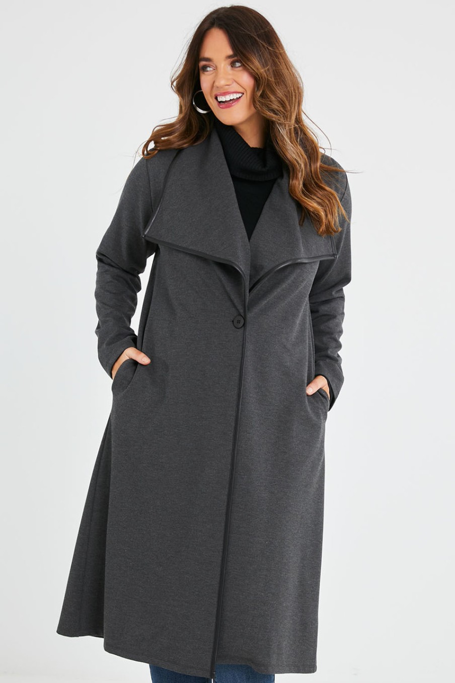 Coats & Jackets Belle bird | Belle Long Ponte Coat Charcoal