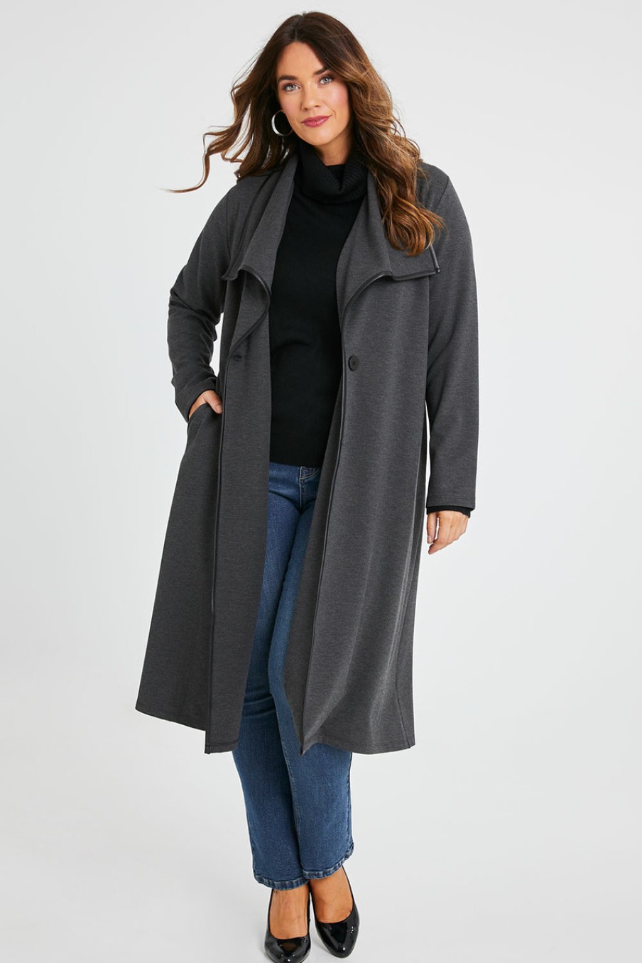 Coats & Jackets Belle bird | Belle Long Ponte Coat Charcoal