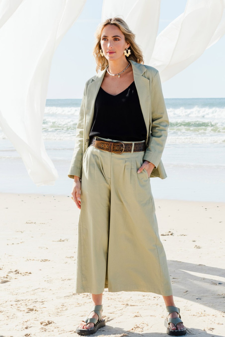 Pants & Leggings boho bird | Summer Breeze Boyfriend Pants Khaki