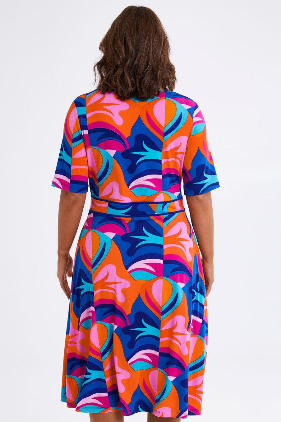 Dresses handpicked by birds | Printed Short Sleeve Faux Wrap Dress Retro