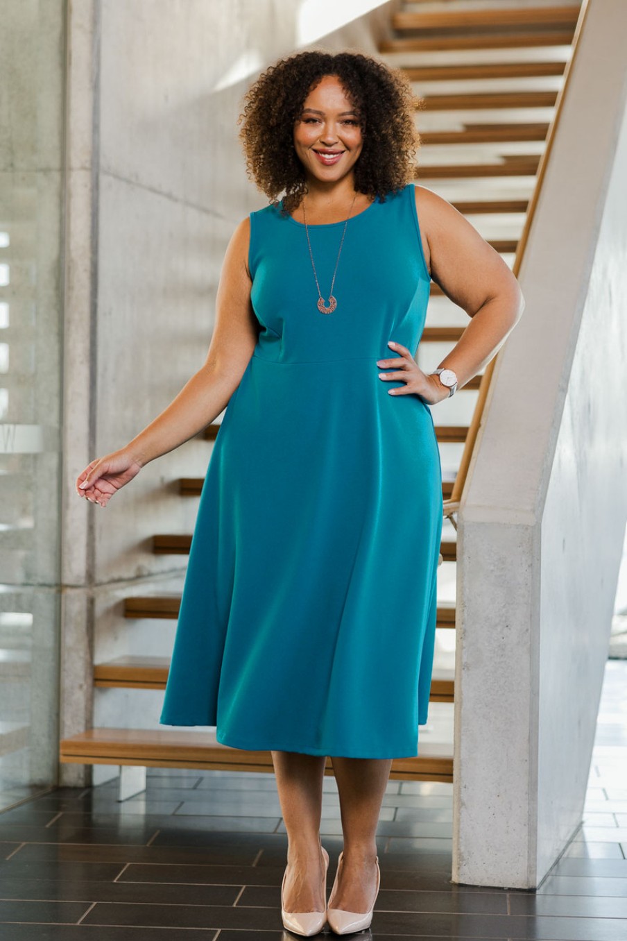 Dresses Belle bird | Belle Fit & Flare Scuba Dress Jewelblue