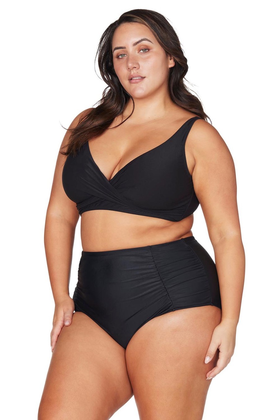 Swimwear Artesands | Raphael High Waist Ruched Swim Pant Black